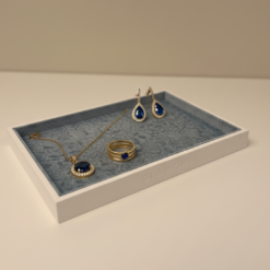 Luxury Wooden Jewelry Tray - White & Tephani Velvt